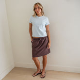 City Skirt, Brown/Blue Polka Dot
