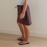 City Skirt, Brown/Blue Polka Dot