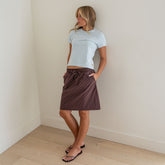 City Skirt, Brown/Blue Polka Dot