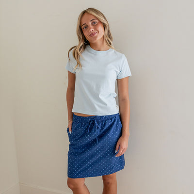 City Skirt, Blue/Blue Polka Dot
