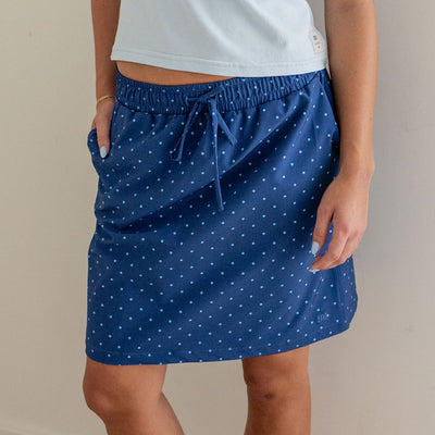 City Skirt, Blue/Blue Polka Dot