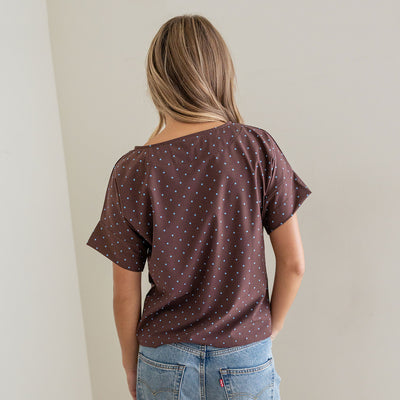 Boss Tee, Brown/Blue Polka Dot