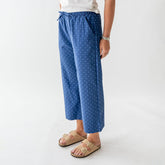 Audrey Mid Rise Wide Leg Pants, Blue/Blue Polka Dot