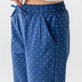 Audrey Mid Rise Wide Leg Pants, Blue/Blue Polka Dot