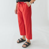 Audrey Mid Rise Wide Leg Pants, Red Polka Dot