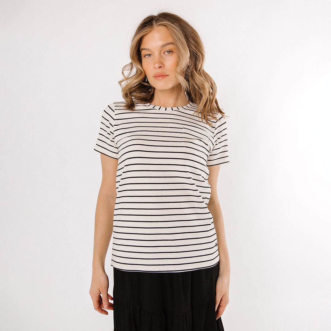 Basic Tee, Black Venice Stripe