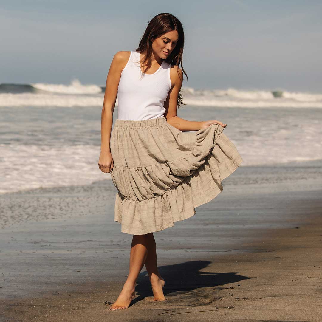 Short Tiered Skirt, Dune - Albion Fit