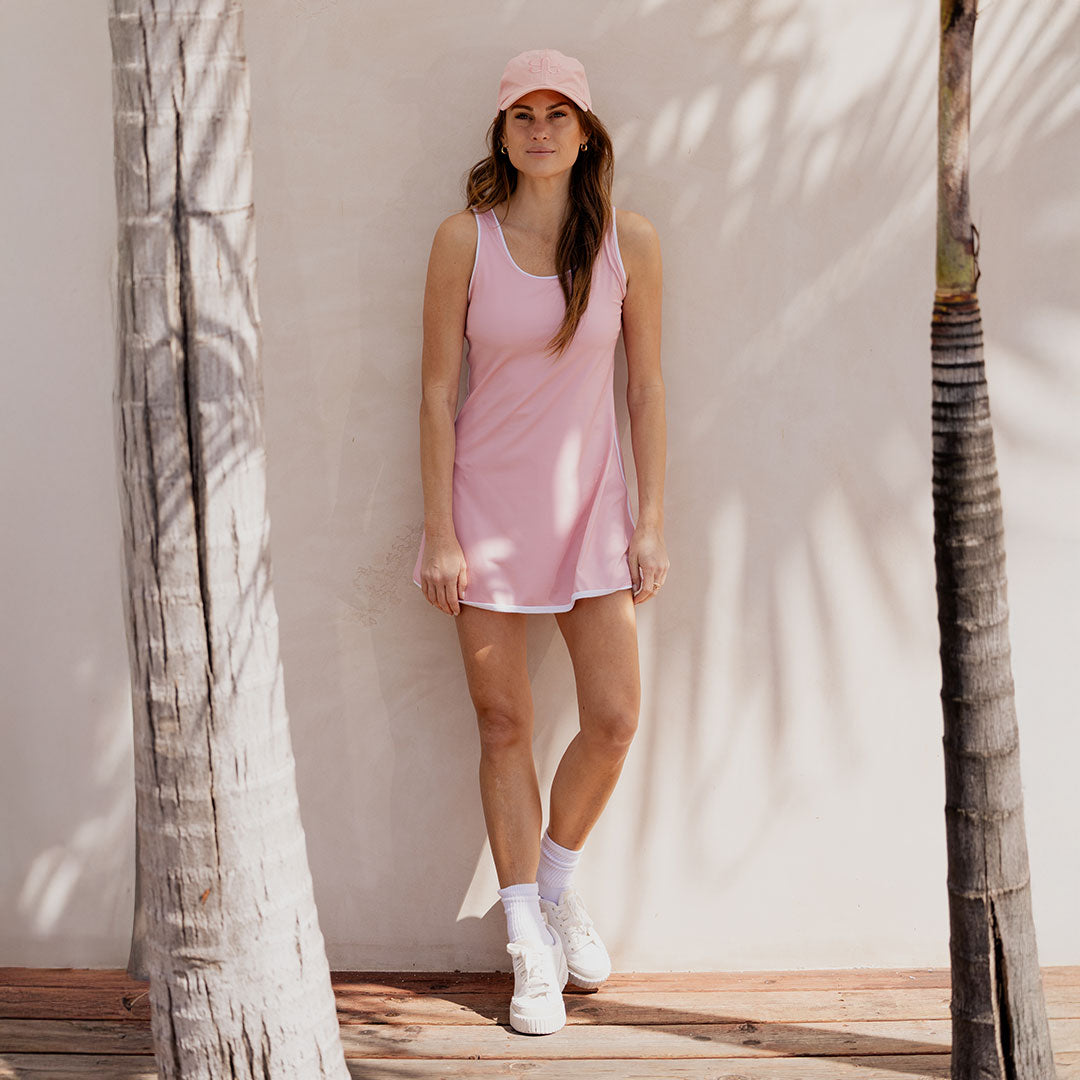 Doubles Tennis Dress, Pink Bliss/White