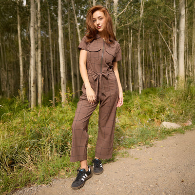 City Jumpsuit, Brown/Black Windowpane
