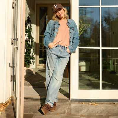 Perfect Oversized Ribbed Tee, Dusty Rose