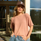 Perfect Oversized Ribbed Tee, Dusty Rose