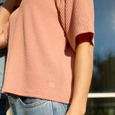 Perfect Oversized Ribbed Tee, Dusty Rose