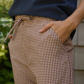 Audrey Wide Leg Pants, Toffee Gingham