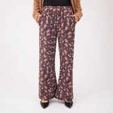 Slip On Trouser, Walnut Micro Floral