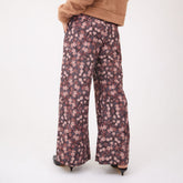 Slip On Trouser, Walnut Micro Floral