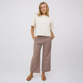 Audrey Wide Leg Pants, Toffee Gingham