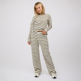 Striped Pants, Olive and Cream