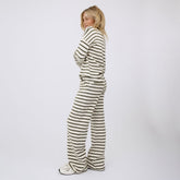 Striped Pants, Olive and Cream