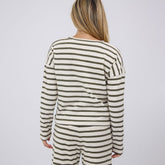 Striped Sweater, Olive and Cream