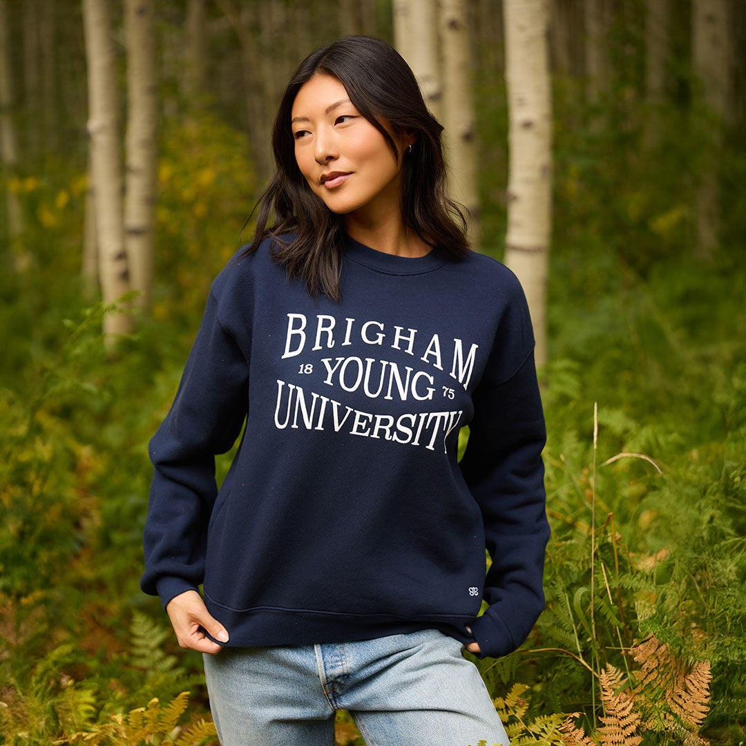 BYU Arrive Crew, Navy - Serif - Albion Fit