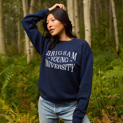 BYU Arrive Crew, Navy - Serif