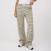 Striped Pants, Olive and Cream