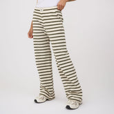 Striped Pants, Olive and Cream