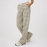 Striped Pants, Olive and Cream
