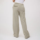 Striped Pants, Olive and Cream