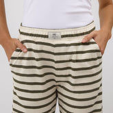 Striped Pants, Olive and Cream