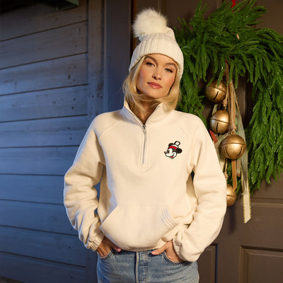 Disney Mickey Mouse Holiday Cinched 1/4 Zip, Oat