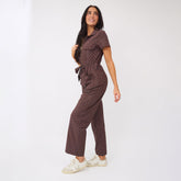 City Jumpsuit, Brown/Blue Polka Dot