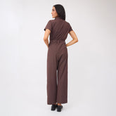 City Jumpsuit, Brown/Blue Polka Dot