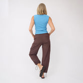 Drawcord Cargo Pants, Brown/Blue Polka Dot