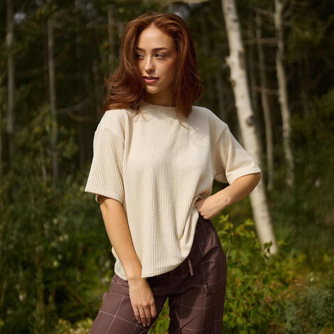 Perfect Oversized Ribbed Tee, Cream