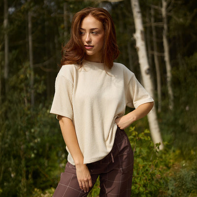 Perfect Oversized Ribbed Tee, Cream