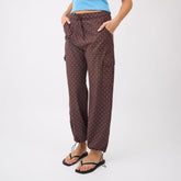 Drawcord Cargo Pants, Brown/Blue Polka Dot