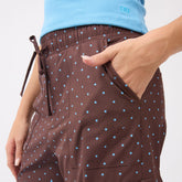 Drawcord Cargo Pants, Brown/Blue Polka Dot