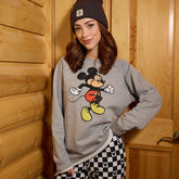 Disney Mickey Long Crew Sweatshirt, Grey