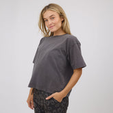 Perfect Oversized Cotton Tee, Charcoal