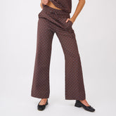 Audrey Trouser, Brown/Blue Polka Dot