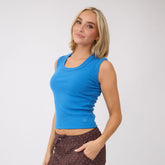 Cotton Rib Scoop Tank, Royal