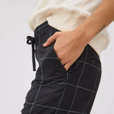 Audrey Wide Leg Pants, Black Windowpane