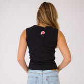 Utah High Neck Rib Cotton Tank, Black - UU