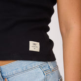 Utah High Neck Rib Cotton Tank, Black - UU