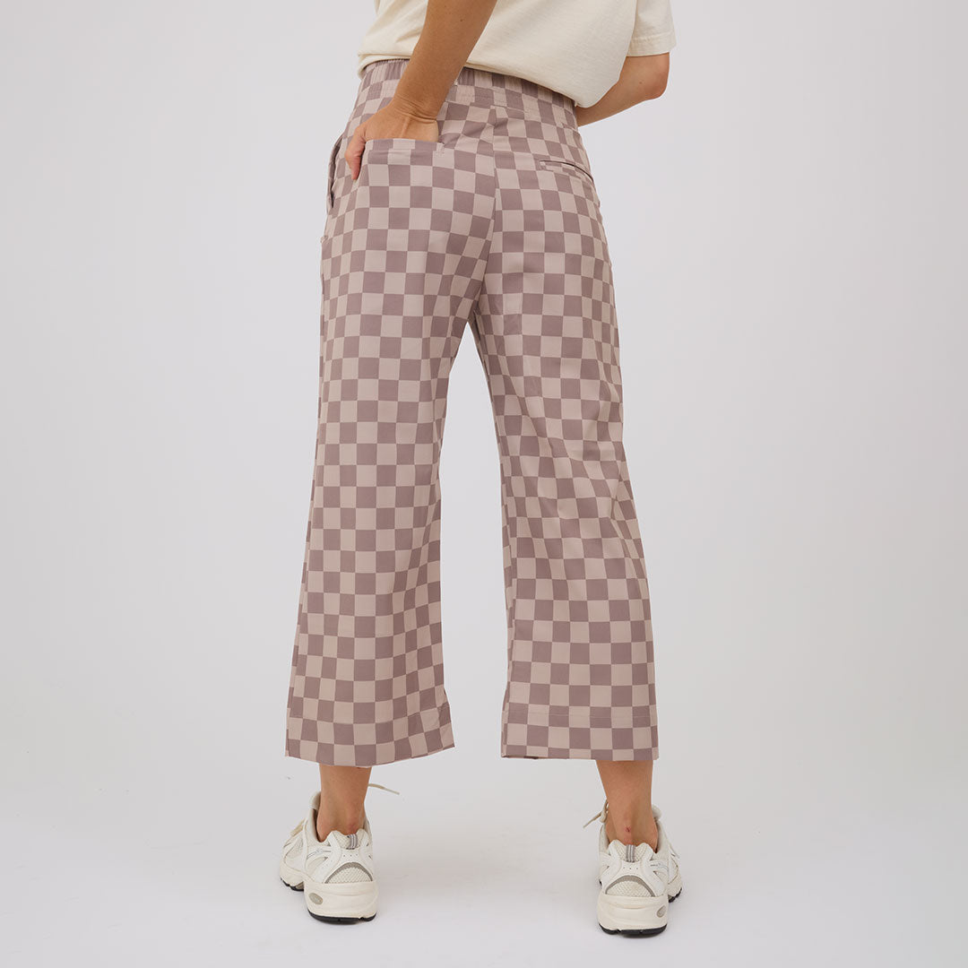 Audrey Wide Leg Pants, Brown Checkers - Albion Fit