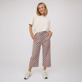 Audrey Wide Leg Pants, Brown Checkers