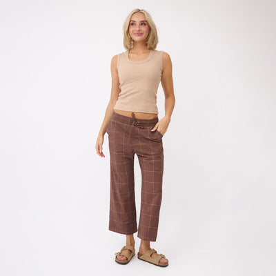 Cotton Rib Scoop Tank, Tan