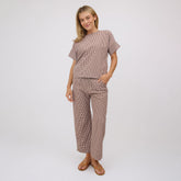 Audrey Wide Leg Pants, Toffee Gingham
