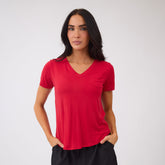 Basic V Neck Tee, Red